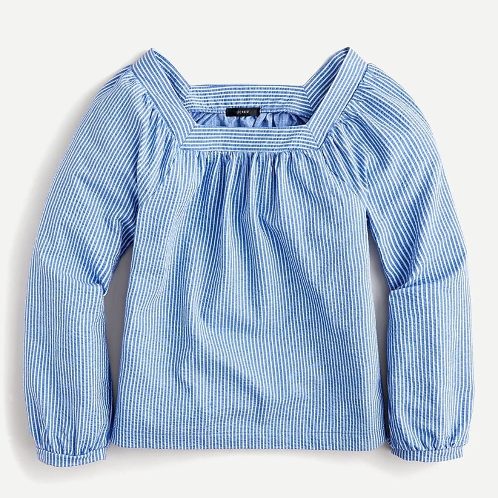 EUC J.Crew Square-neck Seersucker XS